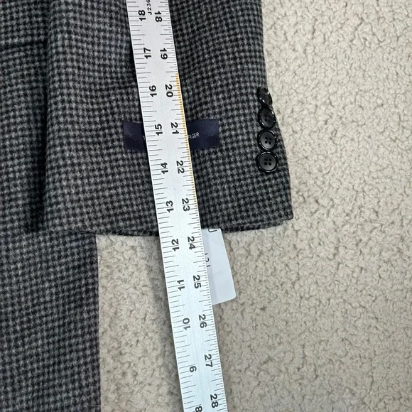 Tommy Hilfiger Mens Gray Houndstooth Overcoat Wool Blend Jacket Coat 40S